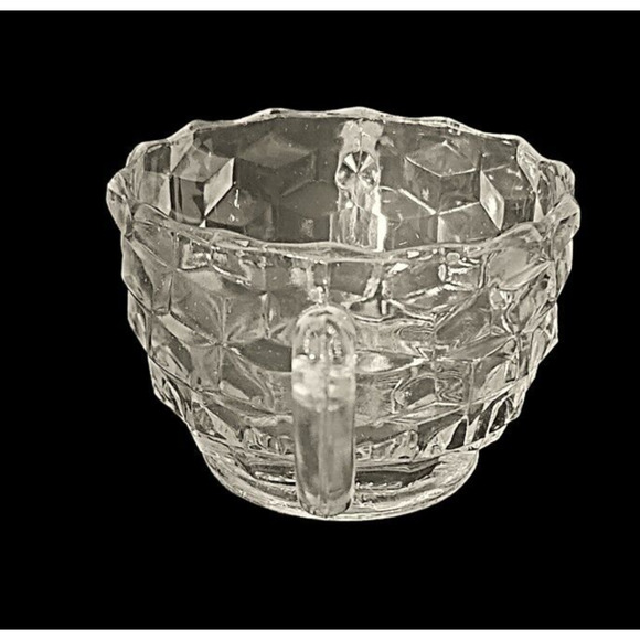 Jeannette Glass Cubist Handled Sugar Dish Bowl without Lid Vintage Glass - Picture 3 of 5